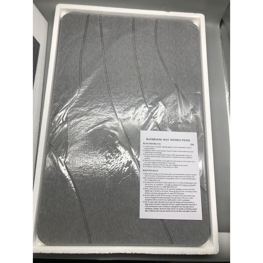 1 Pack Quick-Dry Absorbent Non-Slip Stone Bath Mat Light Grey 23.5" x 15" New